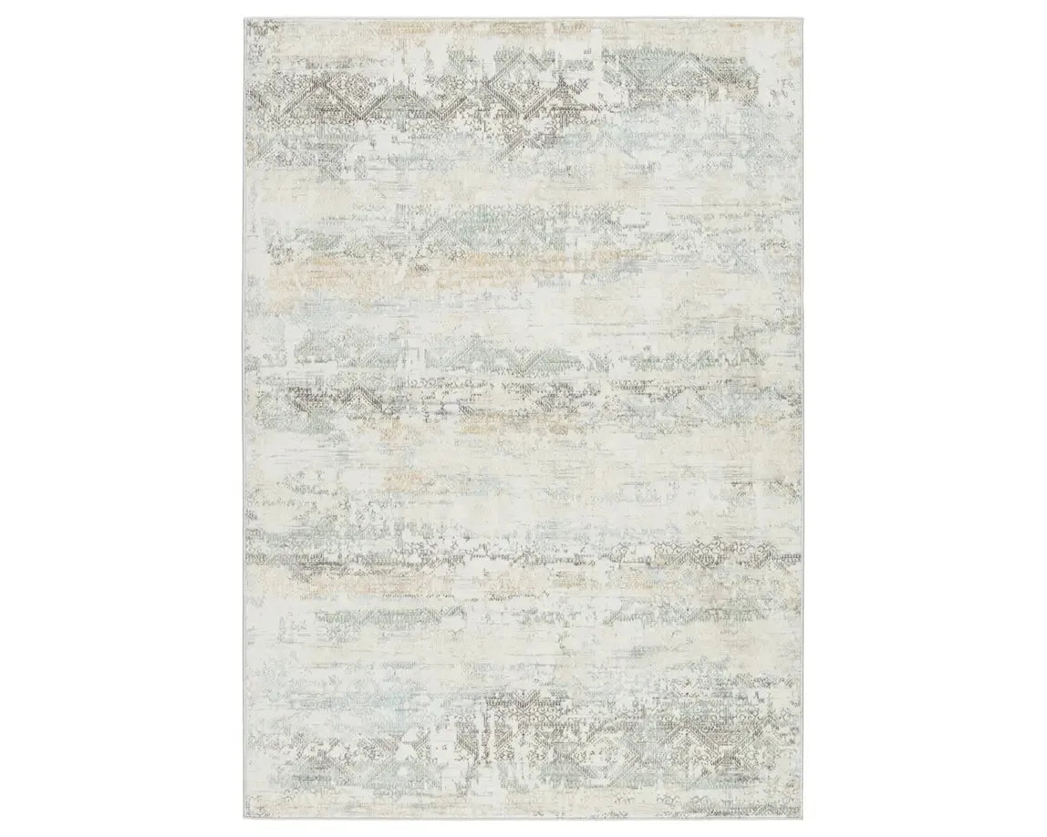 affordable carpet for home entryways-Melo MEL09 Ivory/Light Blue Rug