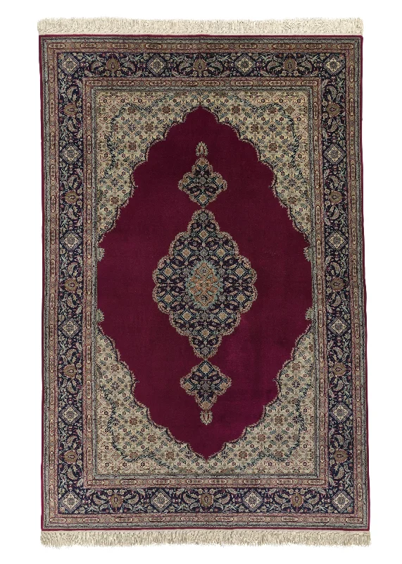 cheap carpet rolls for events-Oriental Rug Chinese Handmade Area Traditional 6'0"x9'0" (6x9) Red Whites/Beige Open Field Herati Design #24699