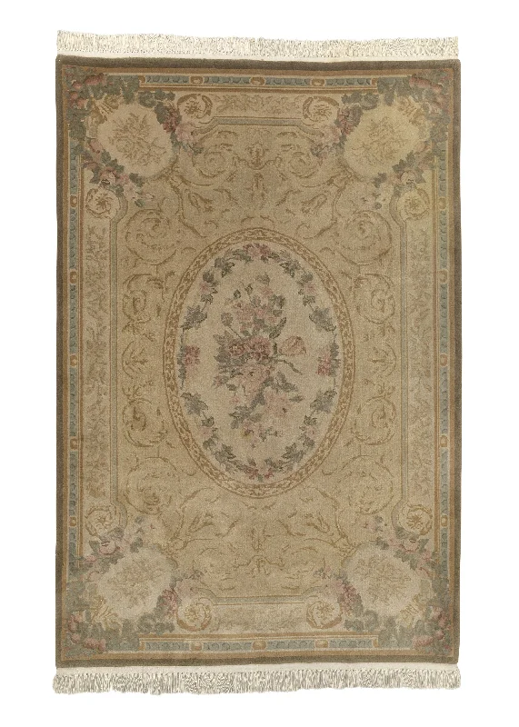 where to buy wool carpets online-Oriental Rug Chinese Handmade Area Traditional 6'0"x9'0" (6x9) Whites/Beige Floral Design #32255