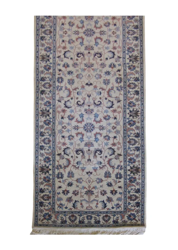 where to buy vintage carpets-Oriental Rug Chinese Handmade Runner Traditional 2'7"x11'5" (3x11) Whites/Beige Blue Floral Design #A24803