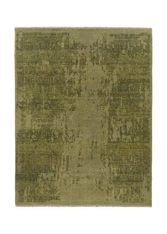 how to clean carpeted stairs-Oriental Rug Indian Handmade Area Modern 8'0"x10'3" (8x10) Green Abstract Design #32985