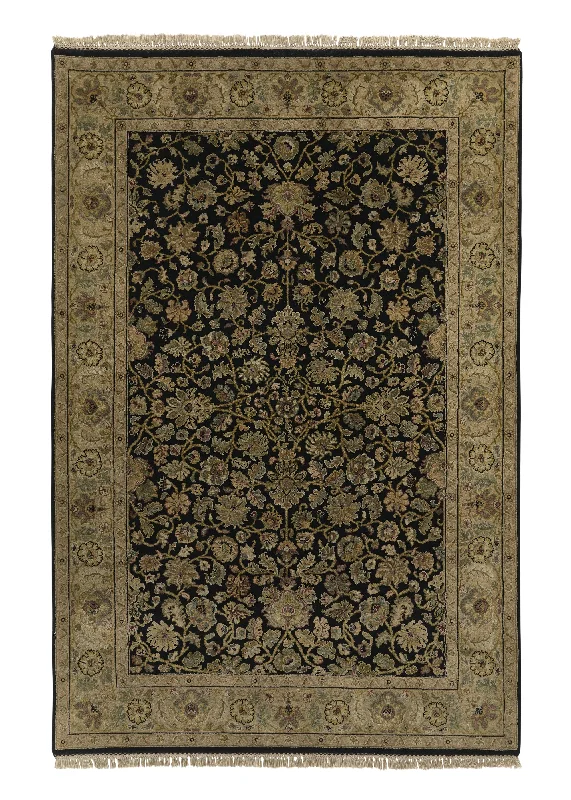 best carpet brands for quality-Oriental Rug Indian Handmade Area Transitional 6'2"x9'2" (6x9) Whites/Beige Black Oushak Design #33175