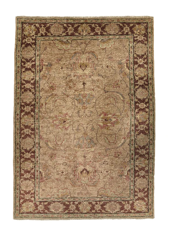 modern floral carpet ideas-Oriental Rug Pakistani Handmade Area Transitional 5'10"x8'3" (6x8) Whites/Beige Oushak Design #34552