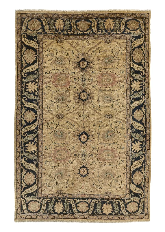 stylish rugs for home office-Oriental Rug Pakistani Handmade Area Transitional 6'9"x9'10" (7x10) Whites/Beige Black Oushak Design #25966