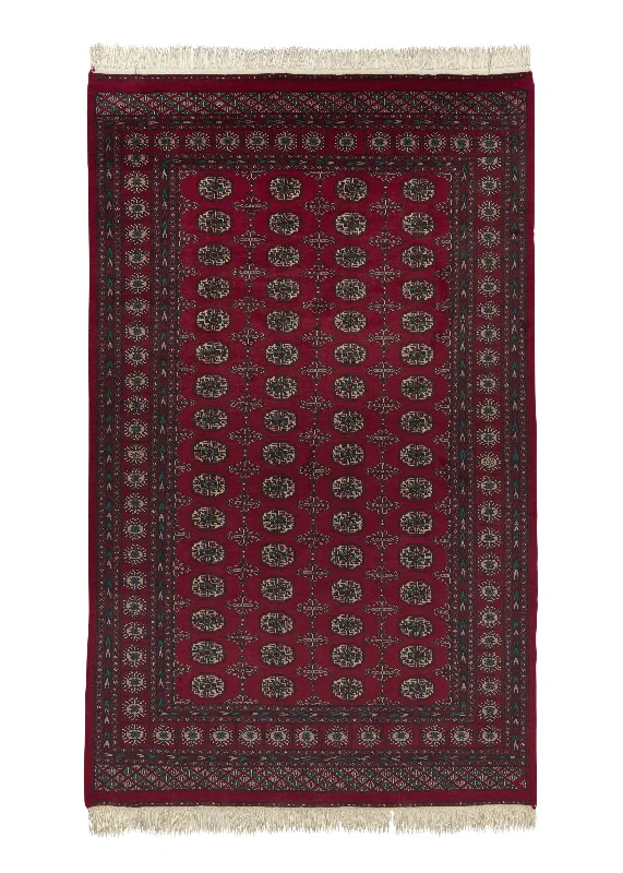 modern round rug ideas-Oriental Rug Pakistani Handmade Area Tribal 5'5"x9'4" (5x9) Red Bokhara Design #13856