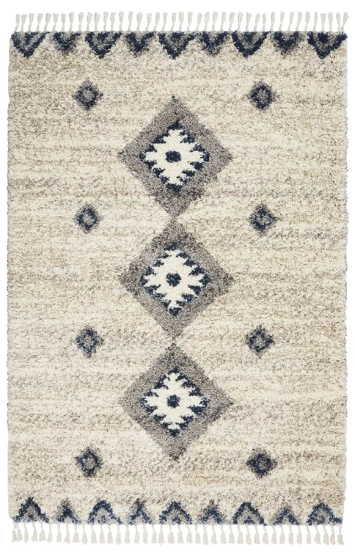 how to repair pet-damaged carpet-Oslo Shag OSL03 Ivory/Blue Rug