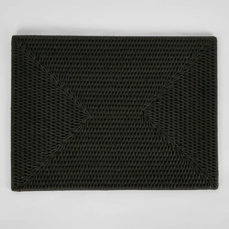 affordable-island-vacation-ideas-Palma Black Rattan Rectangle Placemat