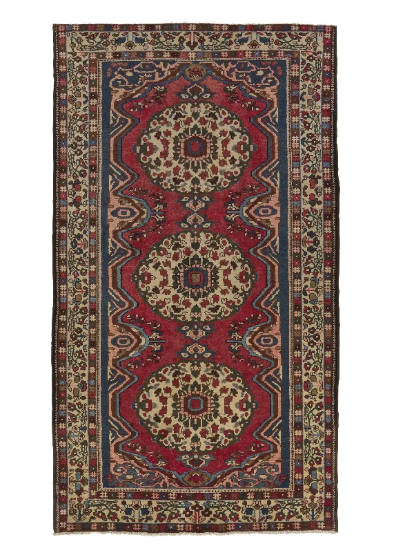 affordable carpet rolls for sale-Persian Rug Bakhtiari Handmade Area Tribal 5'5"x9'7" (5x10) Red Geometric Design #19914