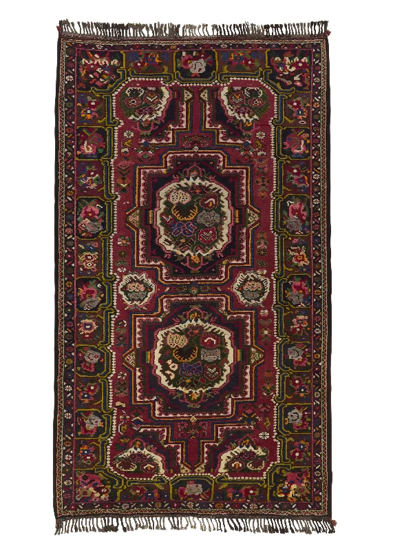 best carpet pads for comfort-Persian Rug Bakhtiari Handmade Area Tribal 5'6"x9'5" (6x9) Red Multi-color Gol Farang Floral Design #17706