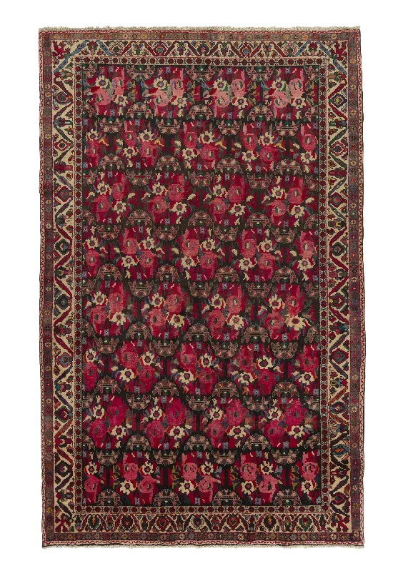 affordable carpet for home office-Persian Rug Bakhtiari Handmade Area Tribal 5'11"x9'4" (6x9) Red Pink Geometric Design #17713