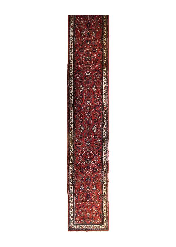 how to remove glitter from carpet-Persian Rug Hamadan Handmade Runner Tribal 2'11"x16'11" (3x17) Red Floral Design #A23904