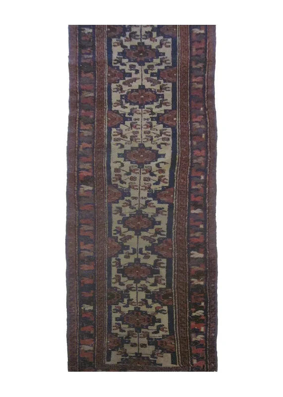 how to choose rug placement-Persian Rug Hamadan Handmade Runner Tribal Antique 2'5"x9'2" (2x9) Whites/Beige Red Blue Geometric Design #A24973