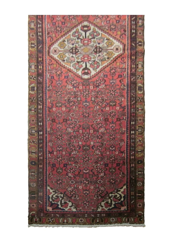 how to choose carpet softness-Persian Rug Hossein Abad Handmade Runner Tribal 3'0"x4'5" (3x4) Red Geometric Herati Design #A23860