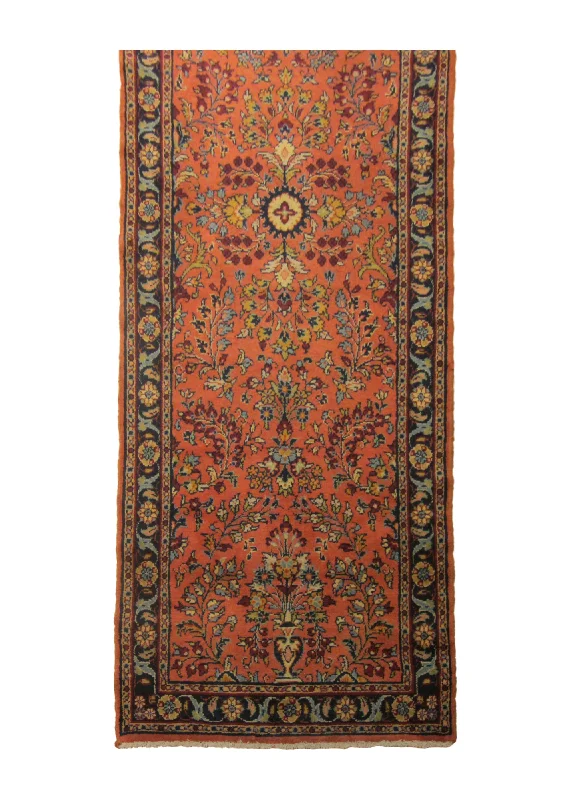 best rug pads for pet safety-Persian Rug Mehraban Handmade Runner Tribal 2'7"x12'9" (3x13) Pink Blue Floral Design #A23915