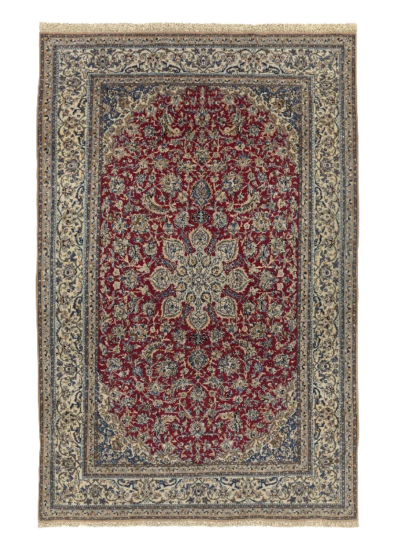 best carpet cleaners for deep cleaning-Persian Rug Nain Handmade Area Traditional 5'10"x9'2" (6x9) Red Blue Floral Design #33841