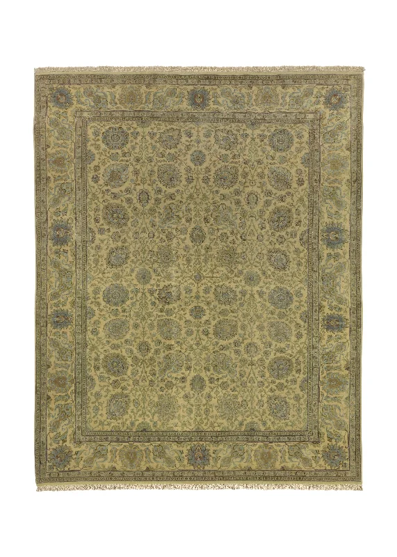 how to choose area rug size-Persian Rug Tabriz Handmade Area Traditional 8'0"x10'2" (8x10) Yellow/Gold Floral Design #30737