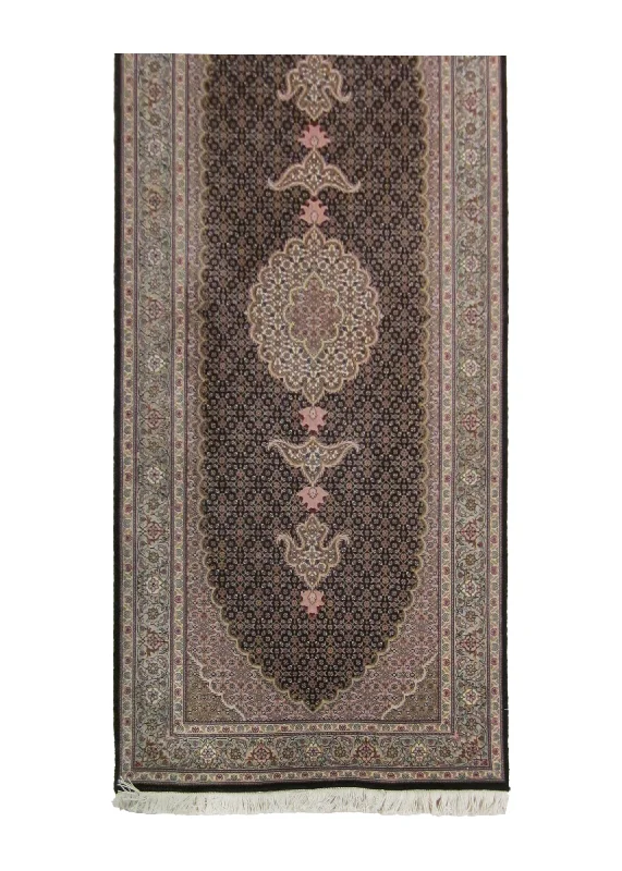 affordable rugs for modern offices-Persian Rug Tabriz Handmade Runner Traditional 2'9"x6'7" (3x7) Blue Whites/Beige Mahi Fish Design #A24017