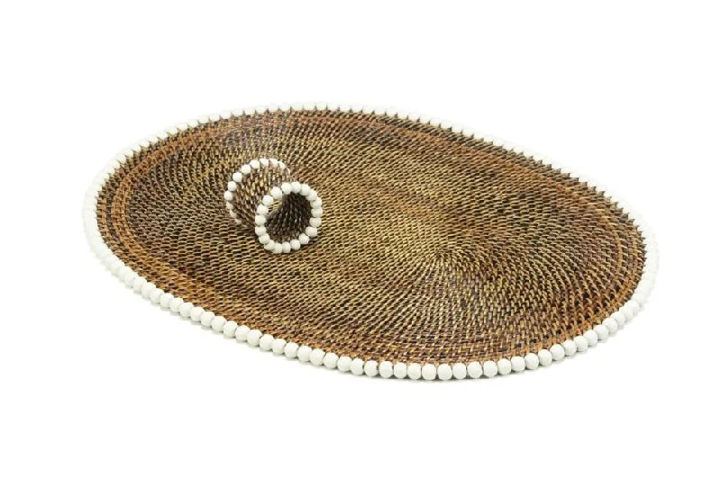 affordable-nature-travel-ideas-Placemat Oval With Beads White Set of 4 pcs