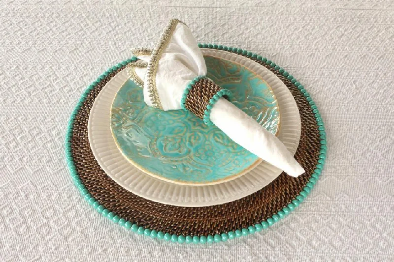 top-healthy-salad-recipes-Placemat with Beads Aqua Set of 4 pcs