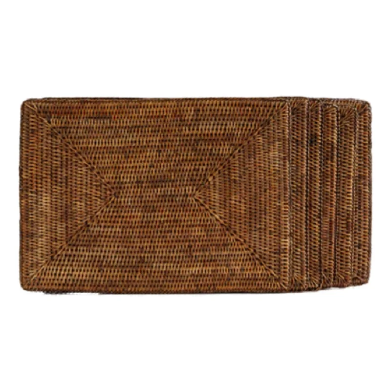 diy-budget-holiday-ideas-Rectangular Rattan Placemat | Antique Brown