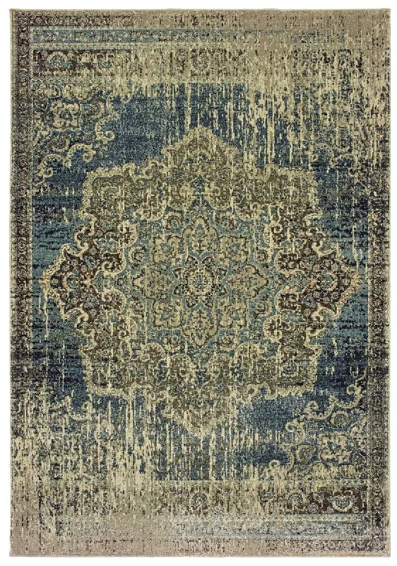 best carpet steam cleaners-Raleigh 6649H Blue Ivory Rug