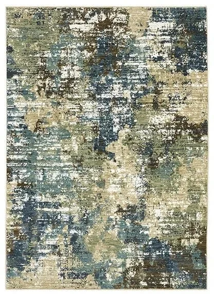 durable carpet for rental properties-Reed RE06A Blue/Green Rug