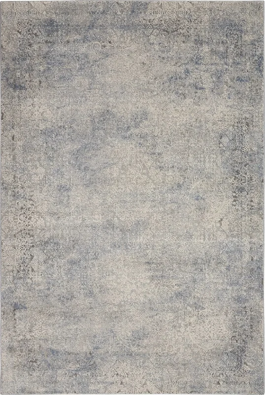 affordable carpet for modern homes-Rustic Textures RUS09 Ivory/Light Blue Rug