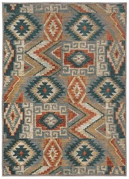 modern boho carpet designs-Sedona 5937D Blue / Multi Rug