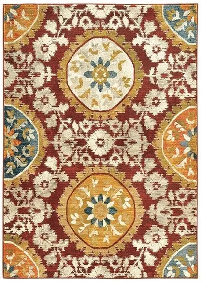 best rugs for allergy protection-Sedona 6366A Red / Gold Rug