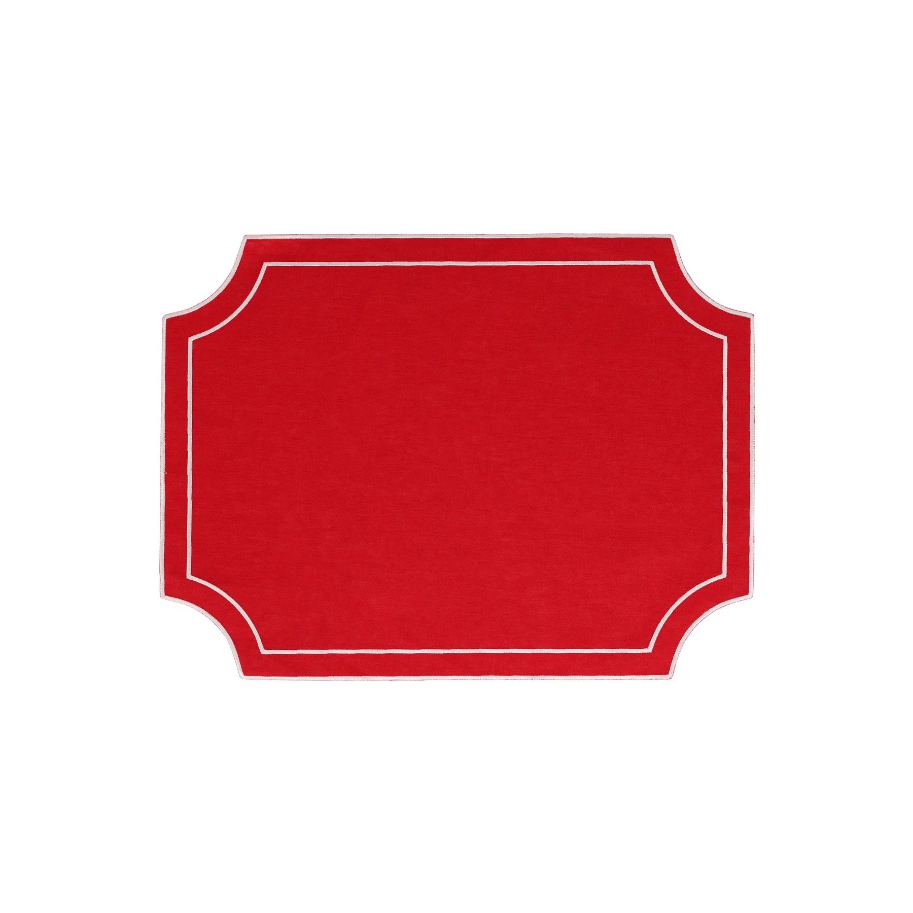 affordable-road-trip-ideas-Tessuti Red Rectangular Placemats with White Stitching Set/4