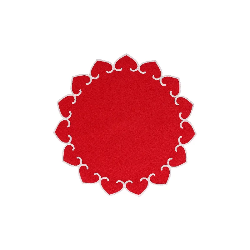 affordable-laundry-room-ideas-Tessuti Red Round Placemats with White Stitching - Set of 4