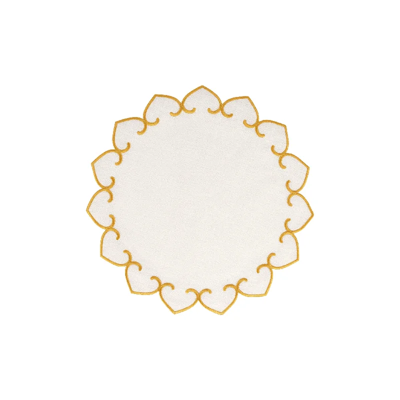 best-digital-advertising-tools-Tessuti White Round Placemats with Gold Stitching - Set of 4