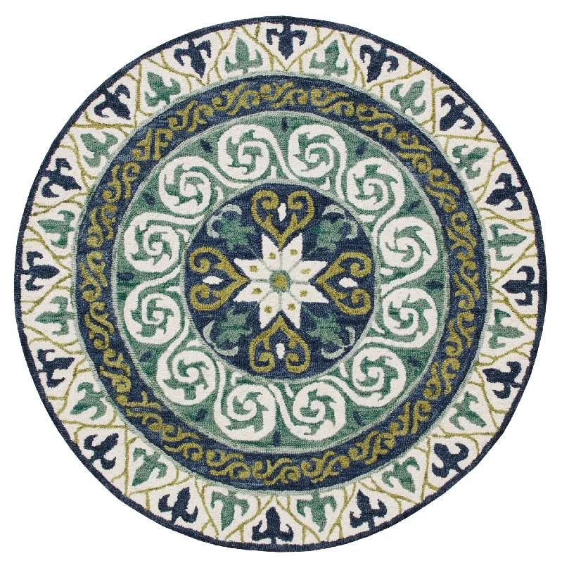 durable rugs for modern offices-Vibrance 03567IVU Ivory Blue Rug