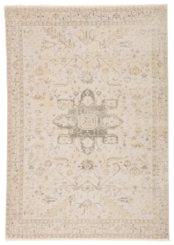 affordable carpet for modern homes-Vienne VNE06 Lucien Cream/Light Gray Rug