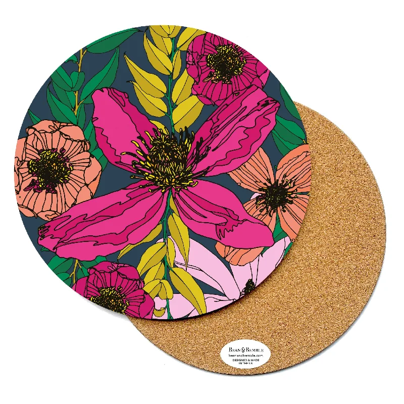 top-free-writing-guides-Round Placemat - Vivid Blooms Big Flower