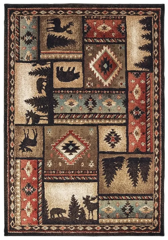 affordable rugs for home decor-Woodlands 1041C Black Multi Rug