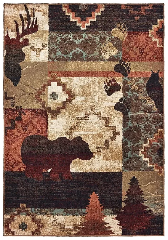 affordable carpet for pet rooms-Woodlands 9649A Brown Rust Rug