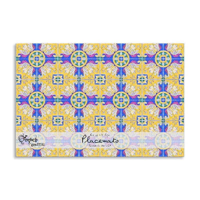 affordable-wedding-venues-Yellow Talavera Tiles Paper Placemat