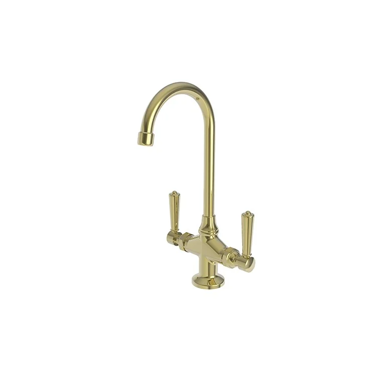 kitchen faucet ergonomic-best home security systems-Bar Faucet Metropole 2 Lever ADA Polished Brass Uncoated Living Spout Height 10 Inch