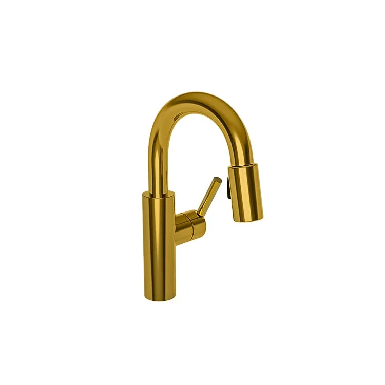 kitchen faucet cold water-affordable coworking spaces near me-Bar Faucet East Linear 1 Lever ADA Satin Gold PVD Pull-Down Swivel Brass Spout Height 7 Inch 1.8 Gallons per Minute