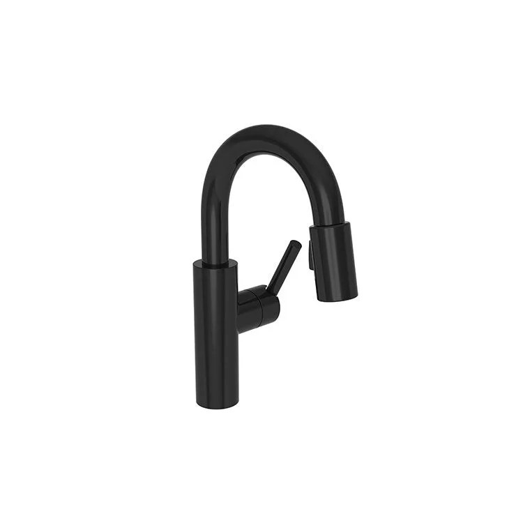 kitchen faucet hypoallergenic-top eco-friendly travel tips-Bar Faucet East Linear 1 Lever ADA Gloss Black Pull-Down Swivel Brass Spout Height 7 Inch 1.8 Gallons per Minute