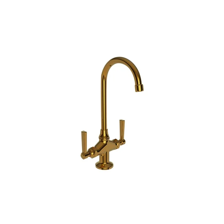 kitchen faucet hot water-how to fix a leaky faucet-Bar Faucet Miro 2 Lever ADA Aged Brass Spout Height 10 Inch