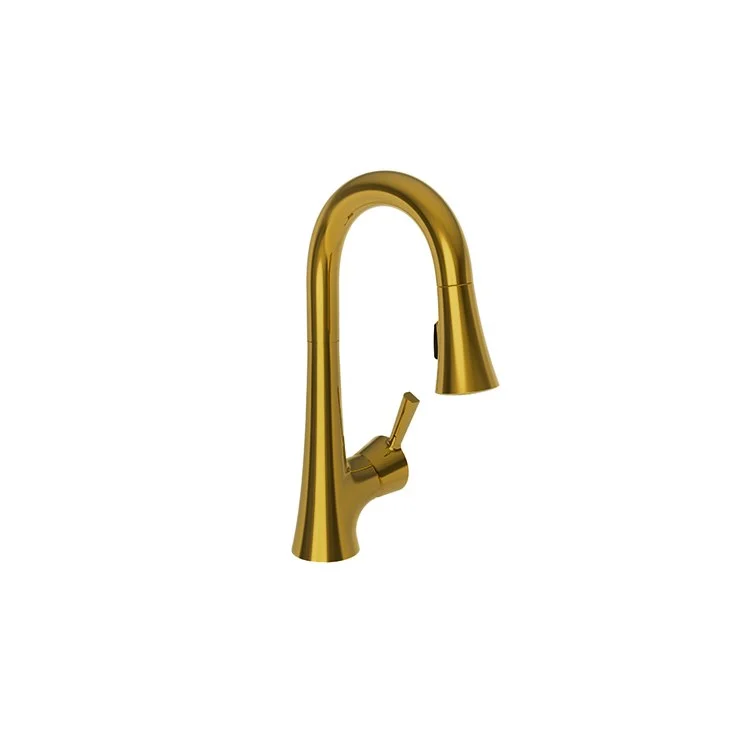 kitchen faucet Moen-top eco-conscious travel destinations-Bar Faucet Vespera 1 Lever ADA Satin Gold PVD Pull Down Swivel Brass Spout Height 7 Inch 1.8 Gallons per Minute