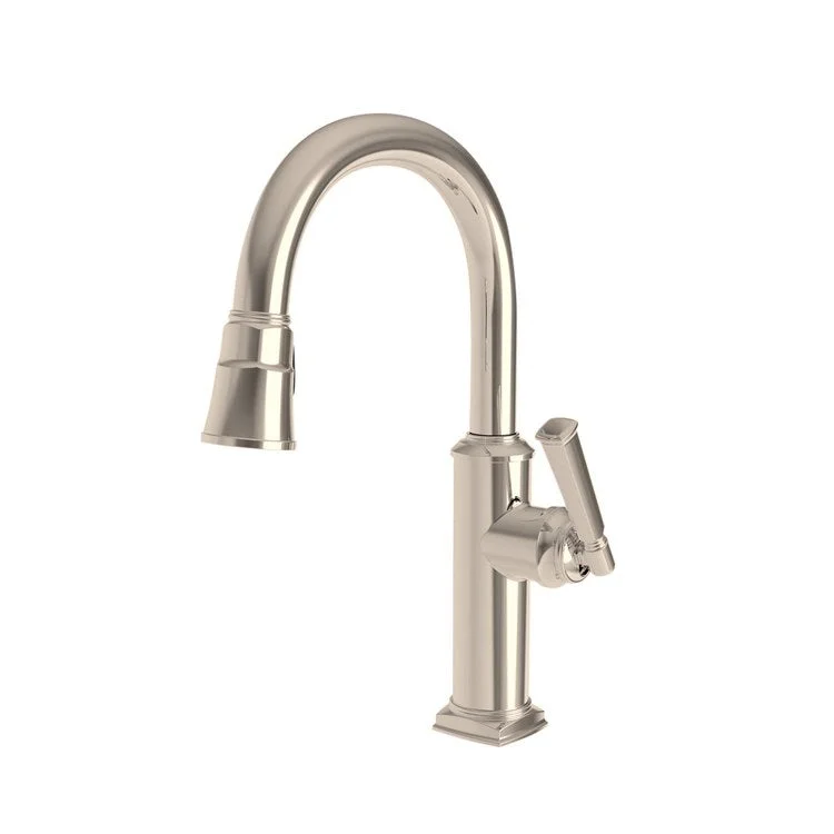 kitchen faucet filtered water-top family vacation spots-Bar Faucet Zemora 1 Lever ADA Satin Nickel PVD Pull Down Swivel Brass Spout Height 8-1/3 Inch 1.8 Gallons per Minute