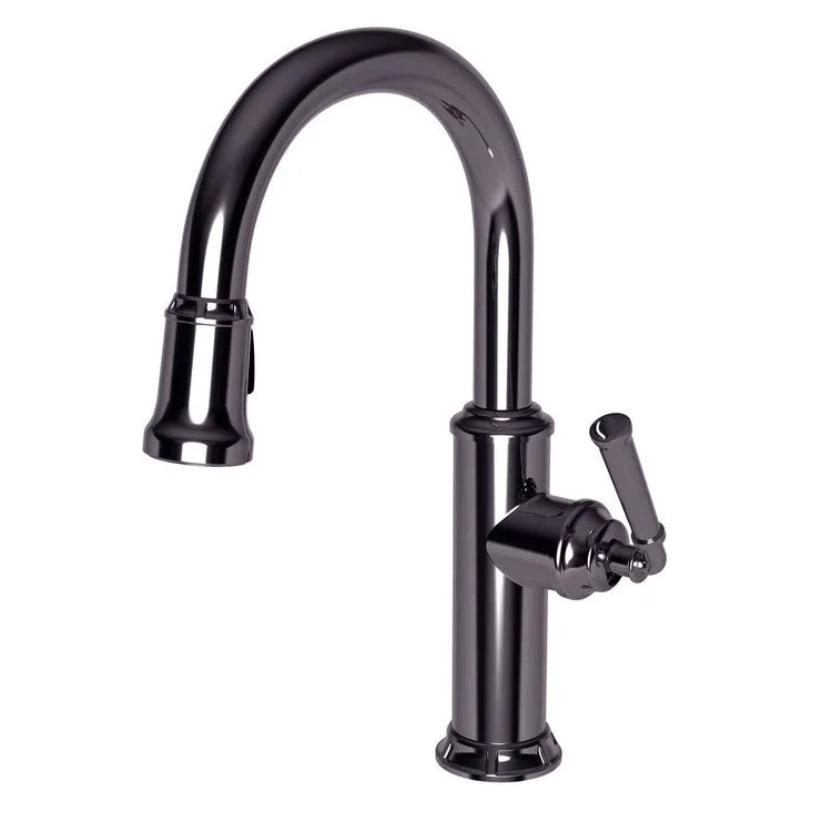 kitchen faucet farmhouse-top online shopping sites-Bar Faucet Gavin 1 Lever ADA Midnight Chrome Pull Down Swivel Brass Spout Height 8-1/4 Inch 1.8 Gallons per Minute