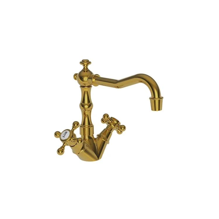 kitchen faucet brass-how to improve credit score-Bar Faucet Chesterfield 2 Cross ADA Polished Brass Uncoated Living Spout Height 5-1/4 Inch