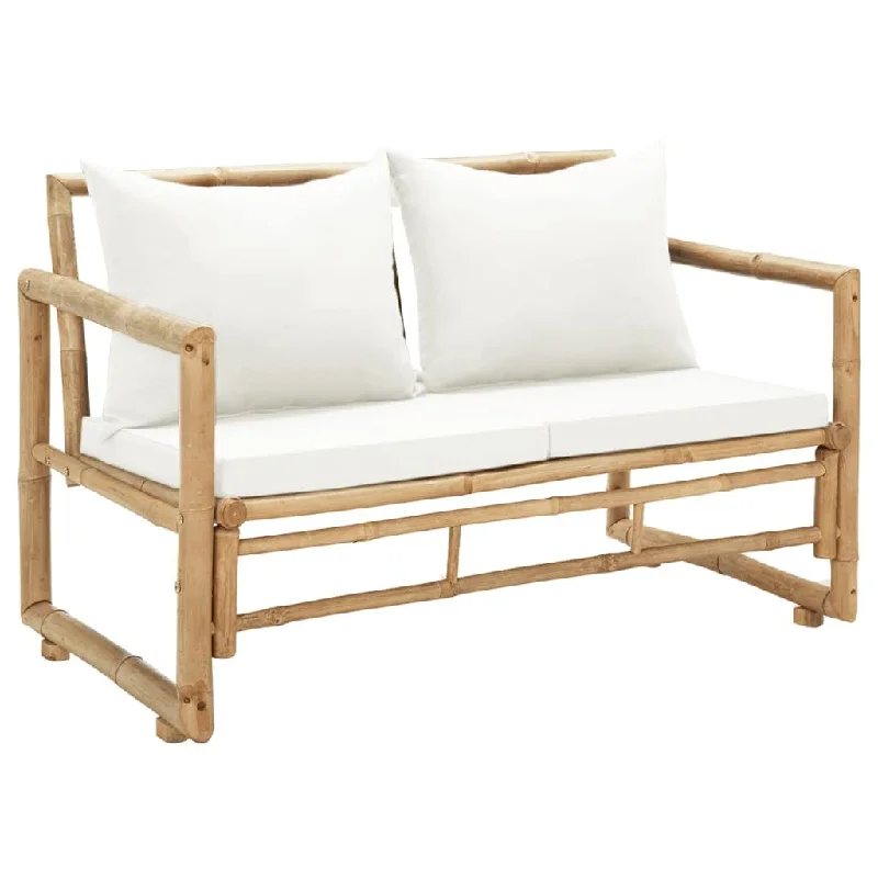 modular sofa-Patio Loveseat 2 Seater Sofa with Cushions for Balcony Backyard Bamboo