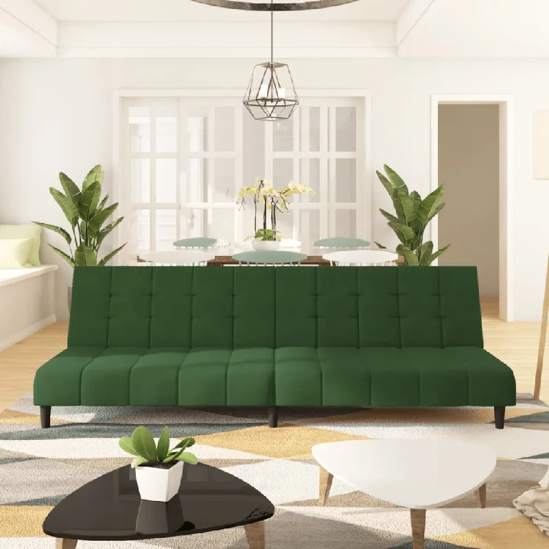 garden sectional sofa-2-Seater Sofa Bed Dark Green Velvet