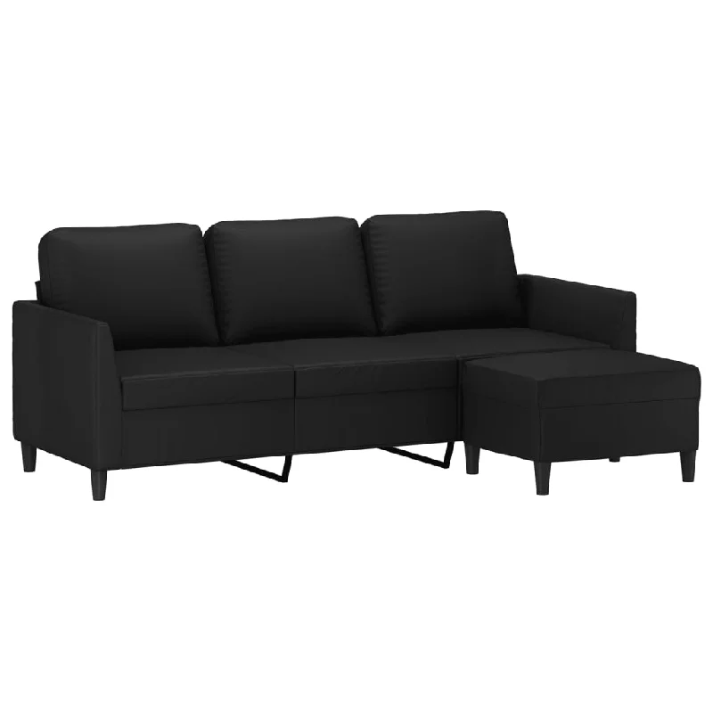 cozy reclining sofa-Sofa Accent 3-Seater Couch Sofa Armchair with Footstool Faux Leather