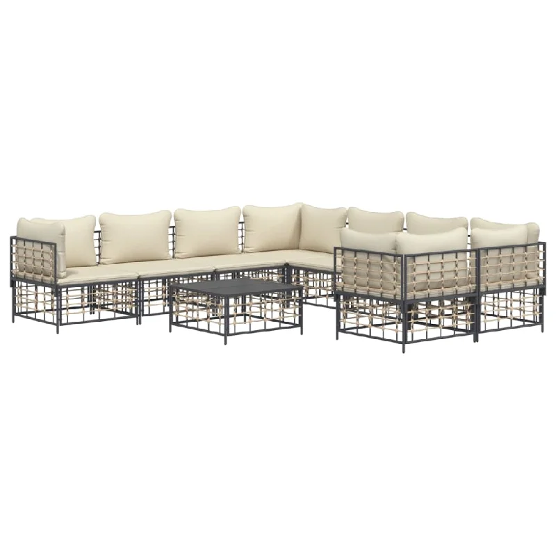 vintage reclining sofa-Patio Furniture Set 9 Piece Sectional Sofa with Cushions Poly Rattan